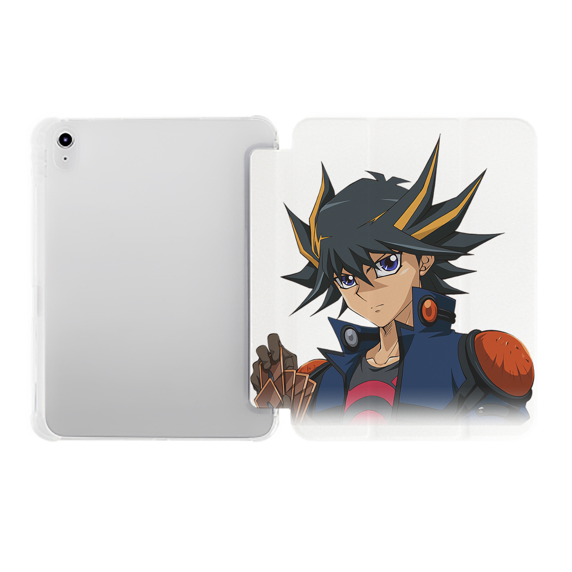 （画像用） 遊☆戯☆王 Yu-Gi-Oh! IPad ケース ペン収納付き 三つ折りスタンド PUレザー×シリコン 対応機種9.5/10.5/10.9インチ